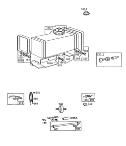 Fuel Tank Assembly Diagram and Parts List for 190707-5853-XX  Briggs and Stratton Engine
